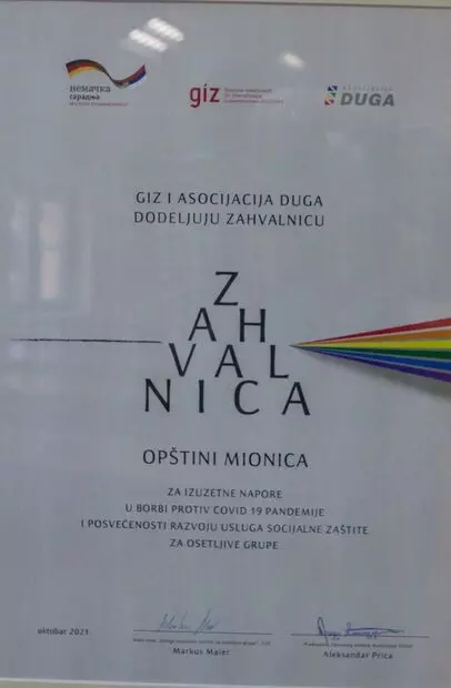 zahvalnica opstini mionica